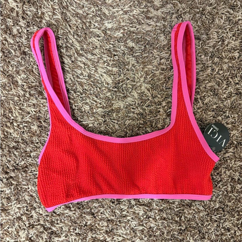 VICI Malibu Scrunch Colorblock High Waisted Bikini Top